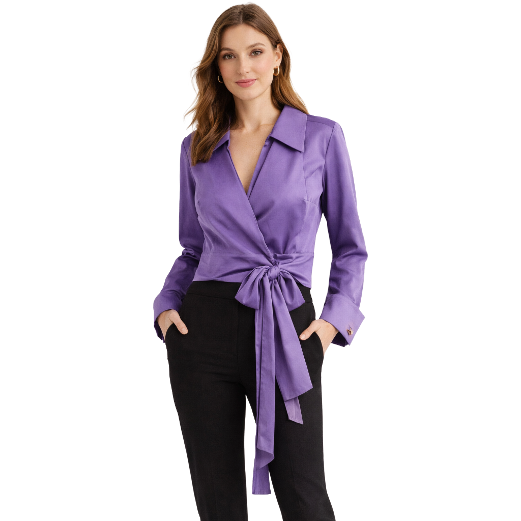 camicia viola incrociata a due code - Elisabetta Franchi